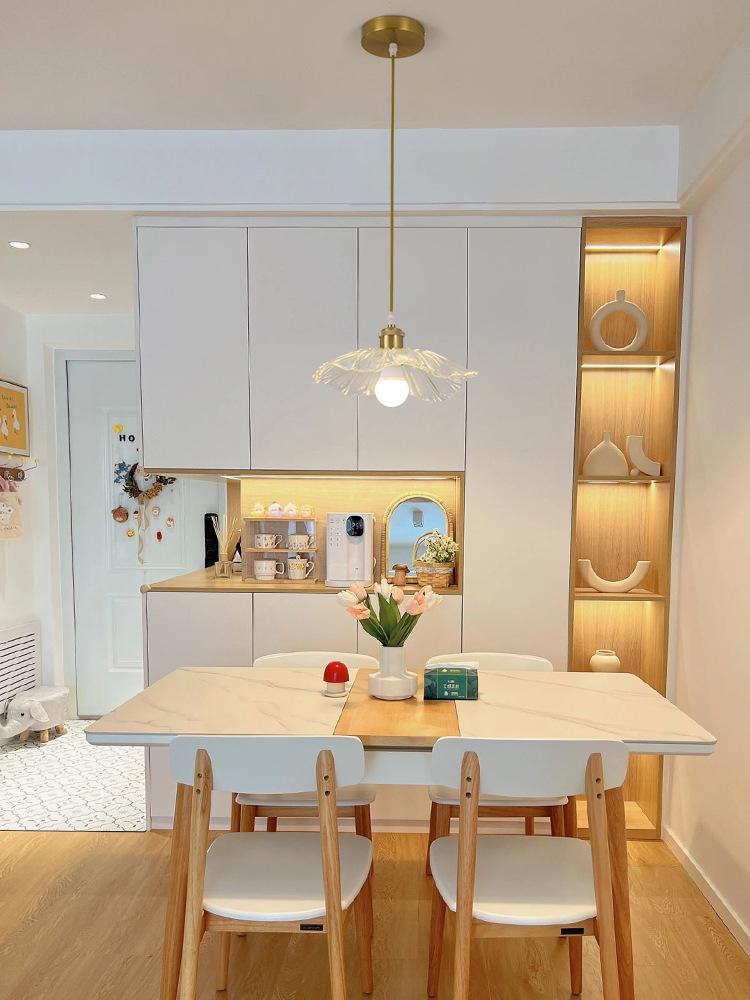 Glass Flower Pendant Light In Dining Room